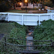 Colonial Footbridge And Stream In The Evening Art Print