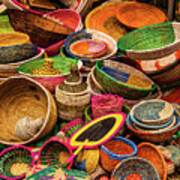 Colorful Baskets, New York City, Usa Art Print