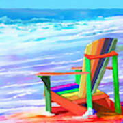 Colorful Beach Chairs Art Print