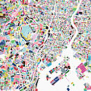 Colorful Tokyo Art Map Background Art Print
