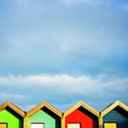 Colourful Beach Huts Art Print