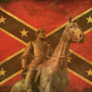 Confederate General Lee And Flag Art Print