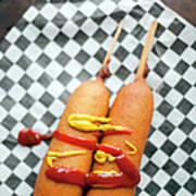 Corn Dogs With Ketchup And Mustard Art Print