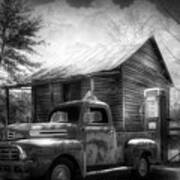 Country Olden Days Black And White Art Print