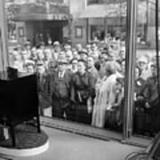 Crowd Looking Into Store Window Art Print