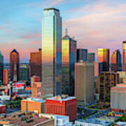 Dallas Skyline At Sunset - Texas Panorama Art Print