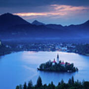 Dawn View Of Lake Bled From Ojstrica Art Print