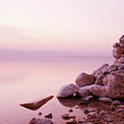 Dead Sea Sunset With Stones Art Print