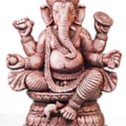 Deity Of Ganesha From India On White Art Print