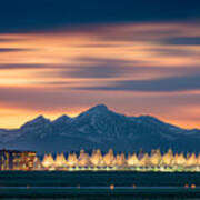 Denver International Airport In Dusk With Longs Peak As Background Art Print