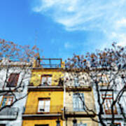 Detail Of Colorful Facades Of Houses In Mara Cristina Street In The Center Of The Tourist City Of Valencia Art Print
