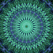 Detailed Mandala In Plum And Malachite Green Colors Art Print