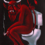 Devil On The Toilet Bano Bathroom Shitter Can Satan Mexican Restroom Art Print