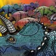Dinosaur Triceratops Herd Art Print