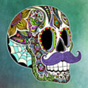 Dod-mustache Skull Art Print