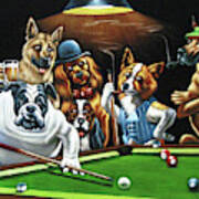 Dogs Playing Pool After Original By Coolidge Art Print