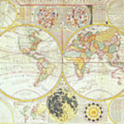 Double Hemisphere World Map Art Print