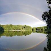 Double Rainbow Over The Lake Art Print