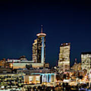 Downtown Atlanta Ga Skyline At Night Wide Art Print