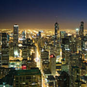Downtown Chicago From Above At Dusk Art Print