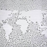 Drop Of Water  Drawing World Map  On Art Print
