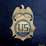 Drug Enforcement Administration -  D E A  Special Agent Badge Over Blue Velvet Art Print