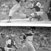 Dual Image Of Mickey Mantle In Batting Art Print