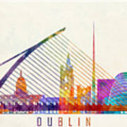 Dublin Landmarks Watercolor Poster Art Print