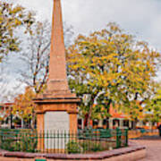 Early Morning Panorama Of Santa Fe Plaza - New Mexico Land Of Enchantment Art Print