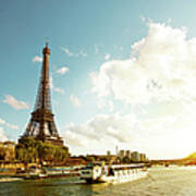 Eiffel Tower And The River Seine Art Print