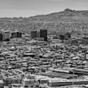 El Paso, Texas And Ciudad Juarez Skyline Black And White Art Print