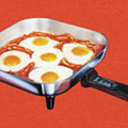 Electric Skillet Cooking Eggs And Bacon Art Print