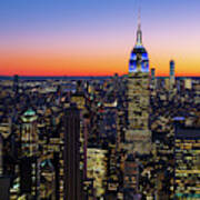 Empire State Building And Lower Manhattan At Sunset Art Print