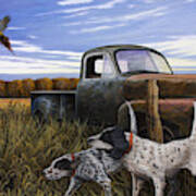 English Setters With Old Truck Art Print