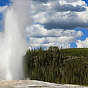 Eruption Of Old Faithful Geyser In Art Print