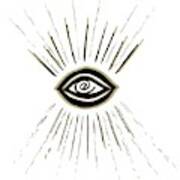Evil Eye Gold Black On White #1 #drawing #decor #art Art Print