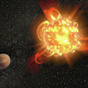 Exoplant And Red Dwarf Stellar Flares Art Print