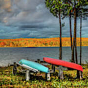 Fall Color And Kayaks Dsc_0626 Art Print