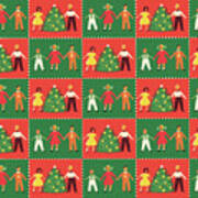 Family Christmas Pattern Art Print