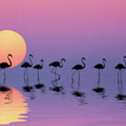 Family Flamingos Art Print