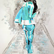Fashion Girl Blue Art Print