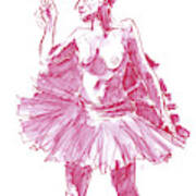 Female Figure Drawing Standing Pose Ballerina Watercolor Pencil Art Print