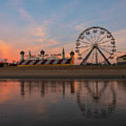 Ferris Wheel On The Beach Old Orchard Beach Maine Sunrise Art Print