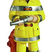 Figurine Of A Firefighter Art Print