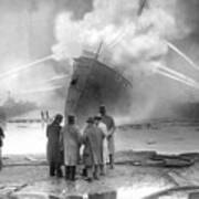 Fireboats Attend To The Burning S.s Art Print