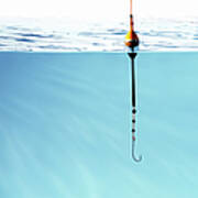 Fishing Hook And Float, Hook Under Water Art Print