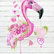 Flamingo Valentine Art Print