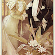 Flirt Vintage Poster By Mucha Art Print