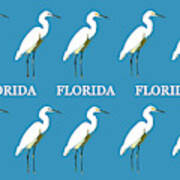 Florida Egrets Work A Art Print