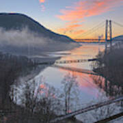 Foggy Dawn At Three Bridges Art Print